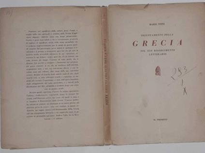 Orientamento della Grecia nel suo risorgimento letterario - Mario Vitti - copertina