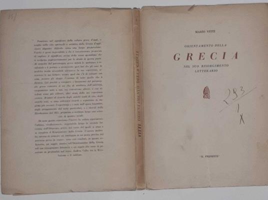 Orientamento della Grecia nel suo risorgimento letterario - Mario Vitti - copertina