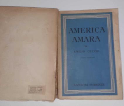 America amara - Emilio Cecchi - copertina