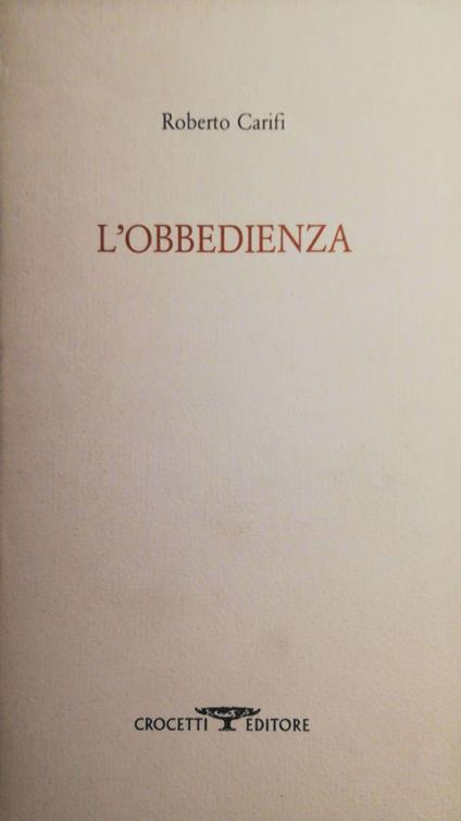 L' obbedienza - copertina