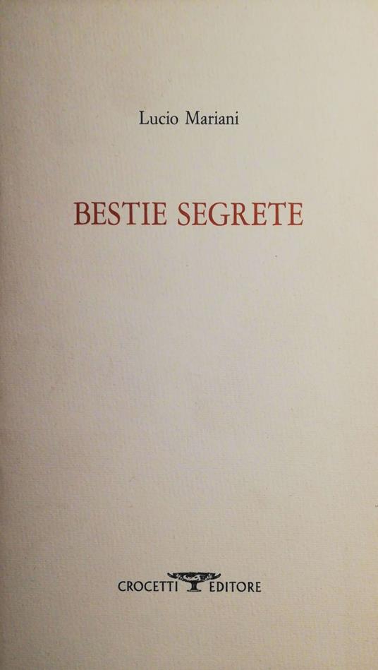 Bestie segrete - Lucio Mariani - copertina