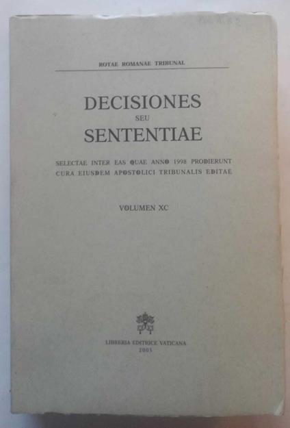 Decisiones Seu Sententiae anno 1998 - copertina