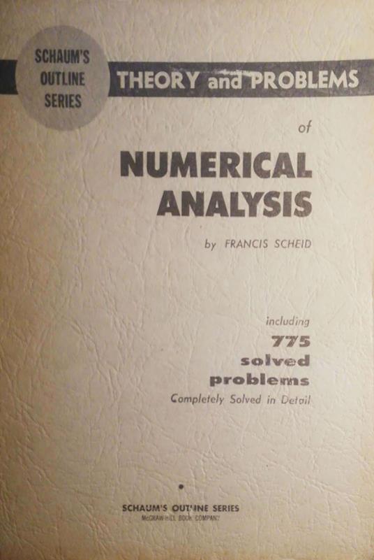Theory and problems of numerical analysis - Francis Scheid - copertina