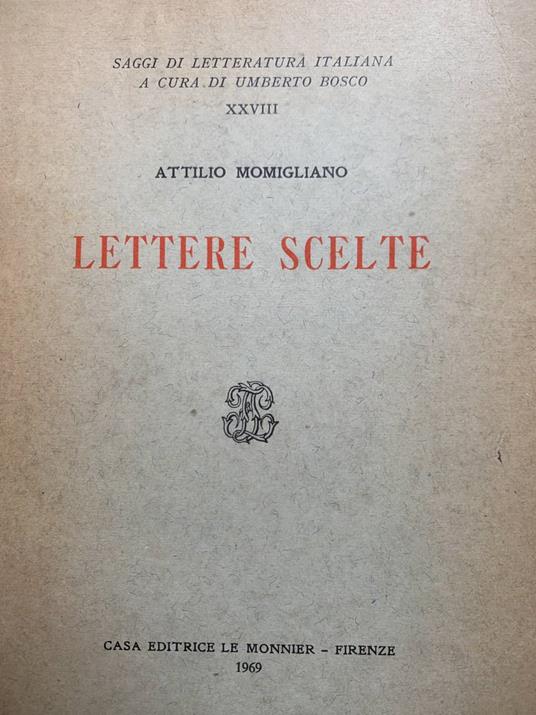 Lettere scelte - Attilio Momigliano - copertina