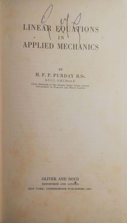 Linear equations in applied mechanics - copertina