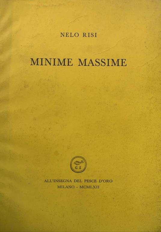 Minimae massimae - Nelo Risi - copertina