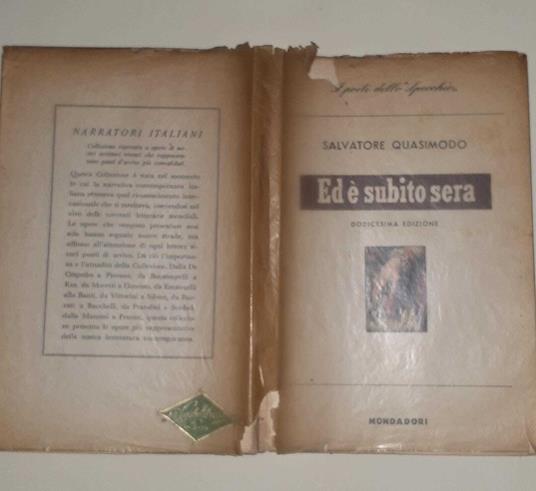 Ed è subito sera. Poesie - Salvatore Quasimodo - copertina