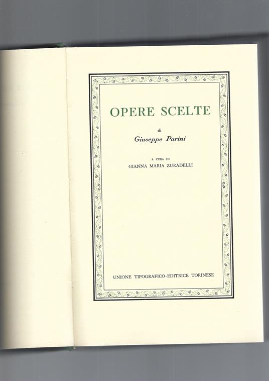 Opere Scelte - Giuseppe Parini - copertina