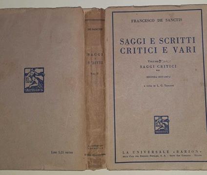 Saggi e scritti critici e vari. Volume secondo. Saggi critici - Francesco De Sanctis - copertina