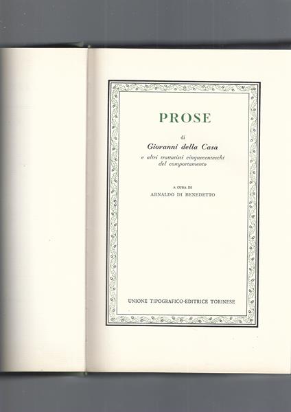 Prose - Giovanni Della Casa - copertina