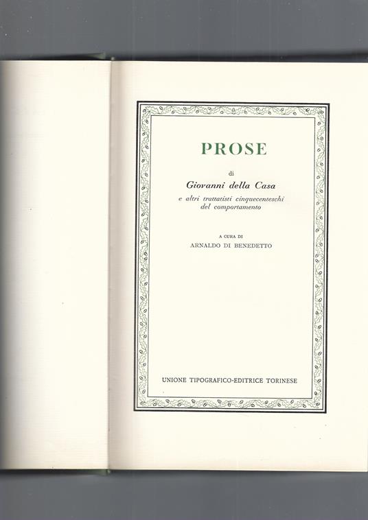 Prose - Giovanni Della Casa - copertina