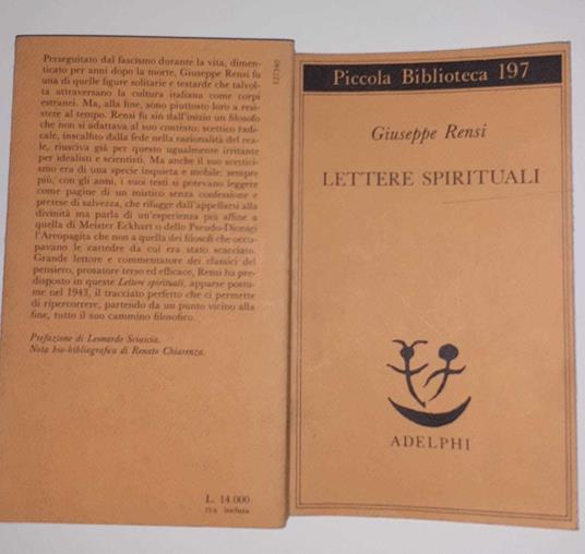 Lettere spirituali - Giuseppe Rensi - copertina