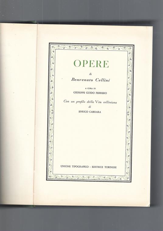 Opere - Benvenuto Cellini - copertina