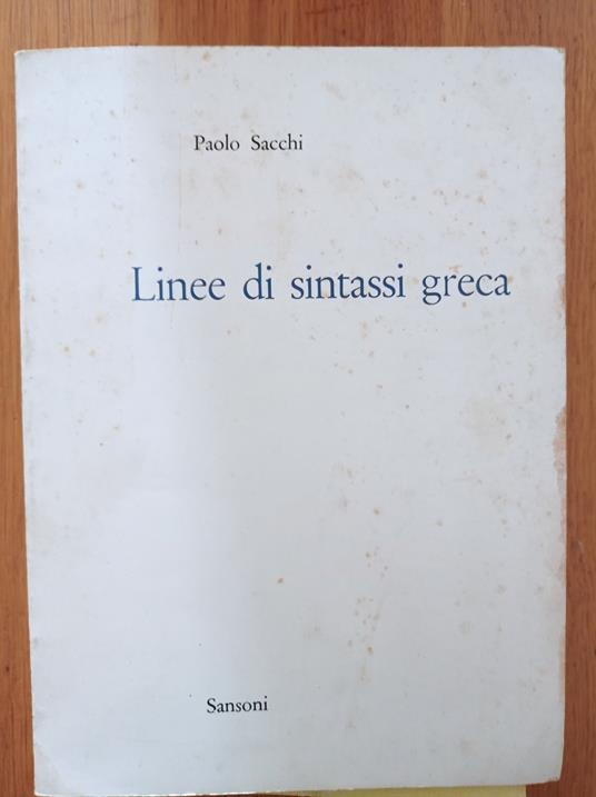 Linee di sintassi greca - Paolo Sacchi - copertina