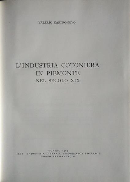 L' industria cotoniera in Piemonte nel secolo XIX - Valerio Castronovo - copertina