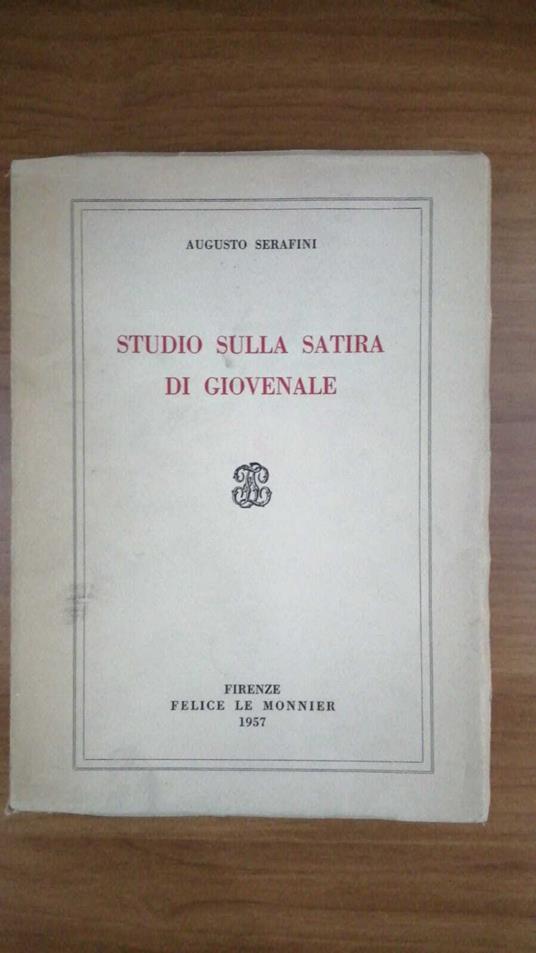 Studio sulla satira di Giovenale - Augusto Serafini - copertina
