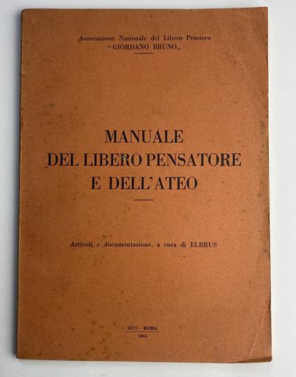 Manuale del libero pensatore e dell'ateo - copertina
