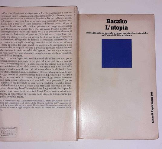 L' utopia. Immaginazione sociale e rappresentazioni utopiche nell'età dell'illuminismo - Bronislaw Baczko - copertina
