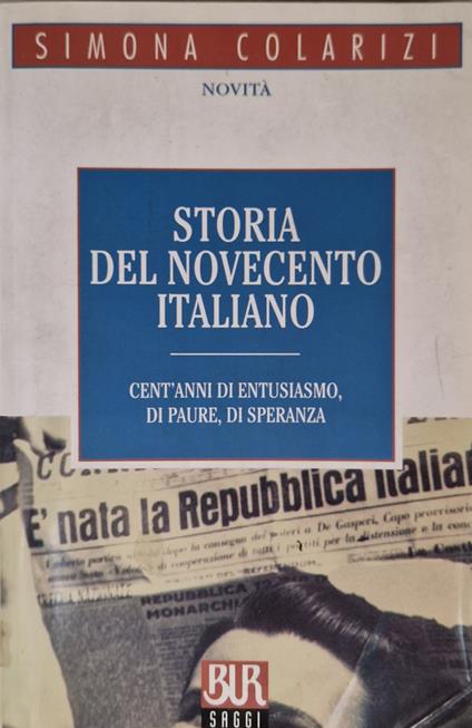 Storia del novecento italiano - Simona Colarizi - copertina