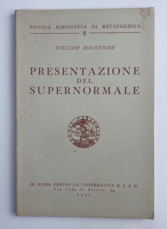 Presentazione del Supernormale - William Mackenzie - copertina