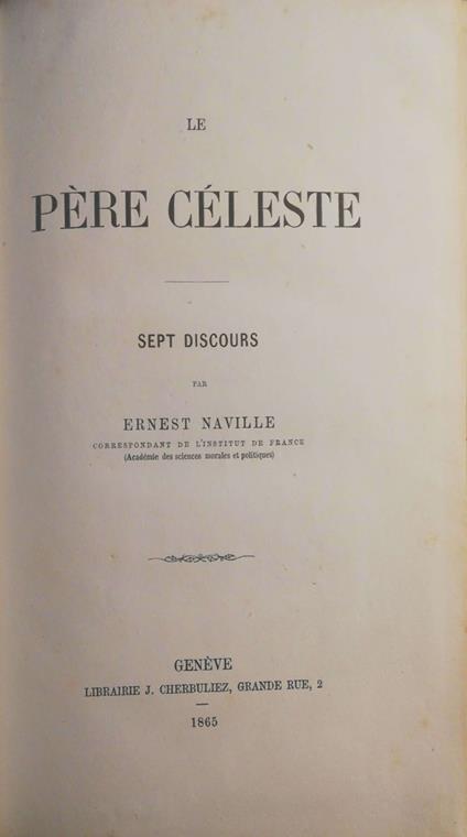 Le Père Céleste - Ernest Naville - copertina