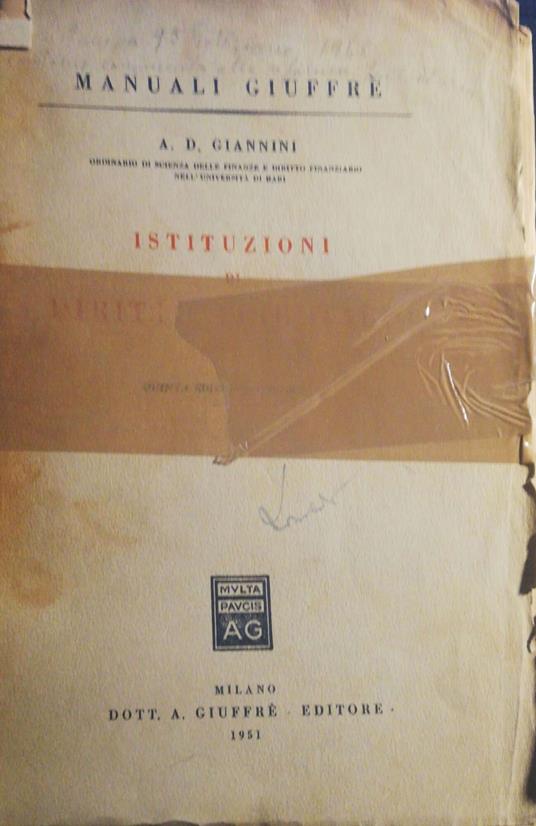 Istituzioni di Diritto Tributario - copertina