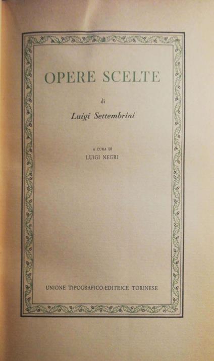 Opere scelte - Luigi Settembrini - copertina