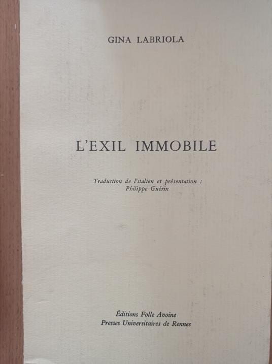 L' exil immobile - Gina Labriola - copertina
