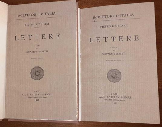 Lettere. Volume I II - Pietro Giordani - copertina