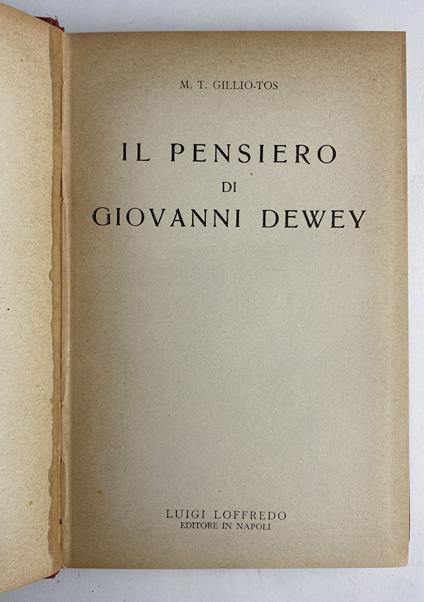 Il pensiero di Giovanni Dewey - copertina