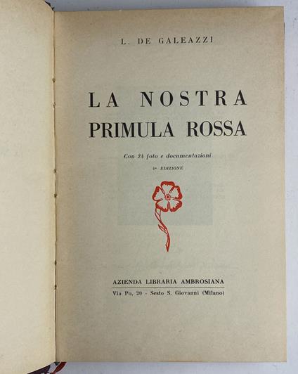 La nostra Primula Rossa - L. De Galeazzi - copertina