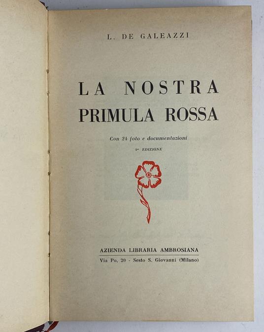 La nostra Primula Rossa - L. De Galeazzi - copertina