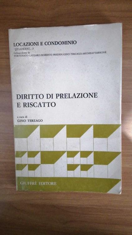 Diritto di prelazione e riscatto - Gino Terzago - copertina