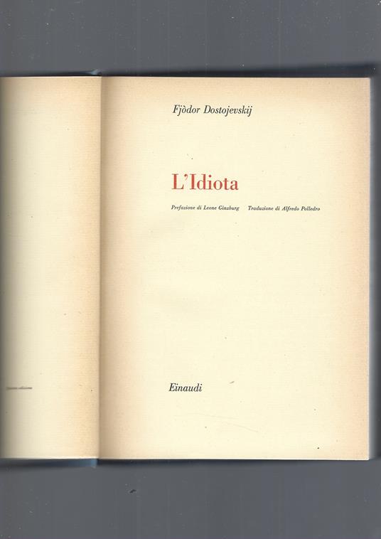 L' Idiota - Fëdor Dostoevskij - copertina
