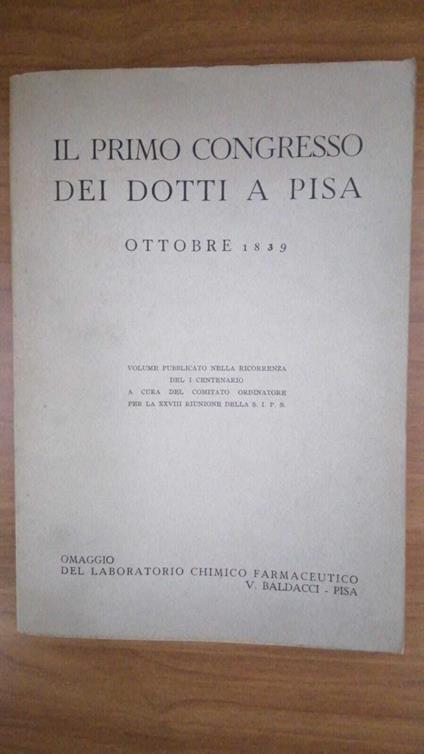 Il Primo Congresso dei Dotti a Pisa. Ottobre 1839 - copertina