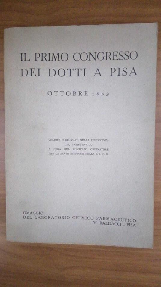 Il Primo Congresso dei Dotti a Pisa. Ottobre 1839 - copertina