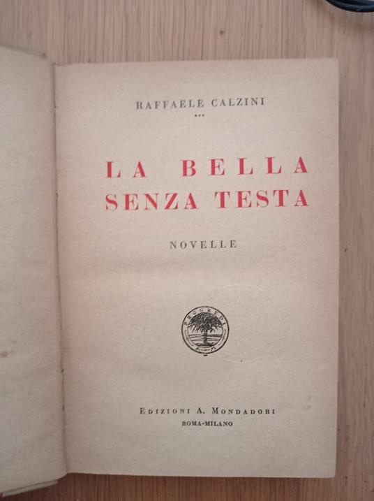 La bella senza testa - Raffaele Calzini - copertina