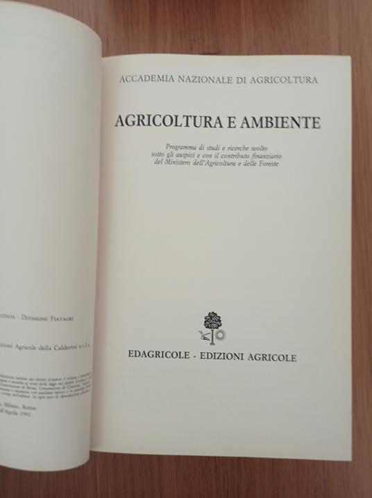 Agricoltura e ambiente - copertina