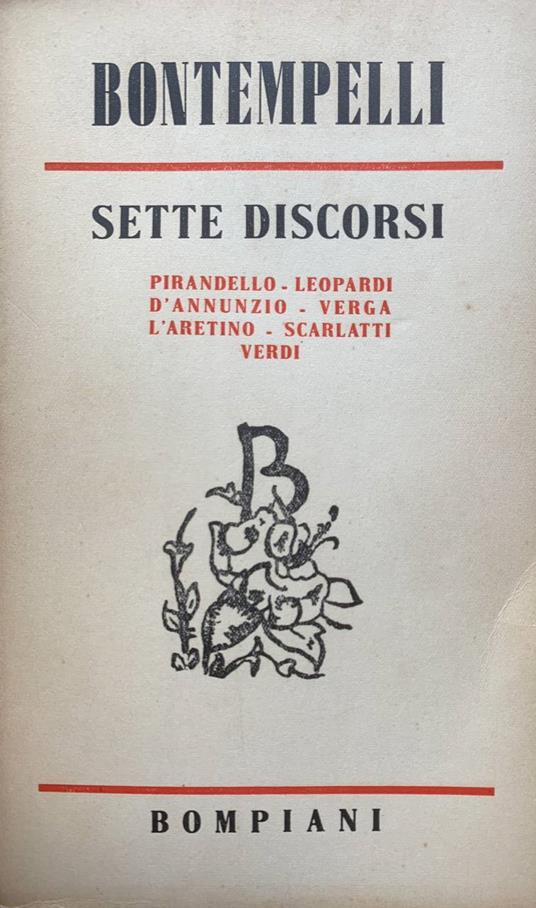 Sette discorsi - Massimo Bontempelli - copertina