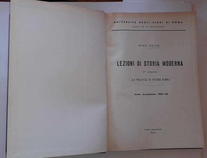 Lezioni di storia moderna. 1 esame (La politica di Pietro Verri) - Nino Valeri - copertina