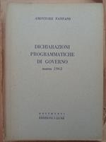 Dichiarazioni programmatiche di governo - Marzo 1962