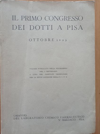 Il primo Congresso dei dotti a Pisa - copertina