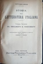 Storia della letteratura italiana. Volume secondo. Dal Rinascimento al Rinnovamento