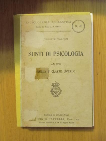 Sunti di psicologia - Giuseppe Tarozzi - copertina