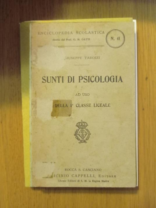 Sunti di psicologia - Giuseppe Tarozzi - copertina