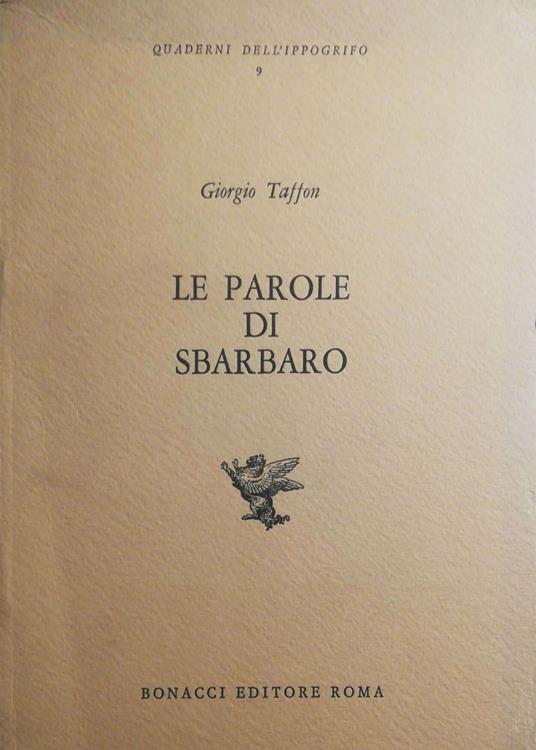 Le parole di Sbarbaro - Giorgio Taffon - copertina