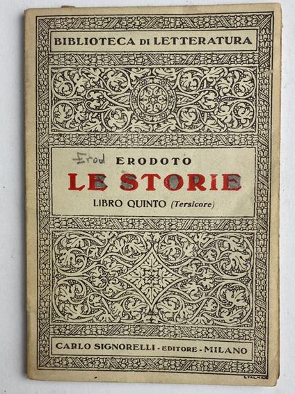 Le storie. Libro quinto - Erodoto - copertina