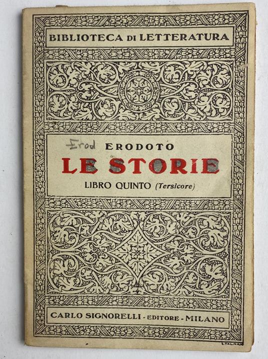 Le storie. Libro quinto - Erodoto - copertina