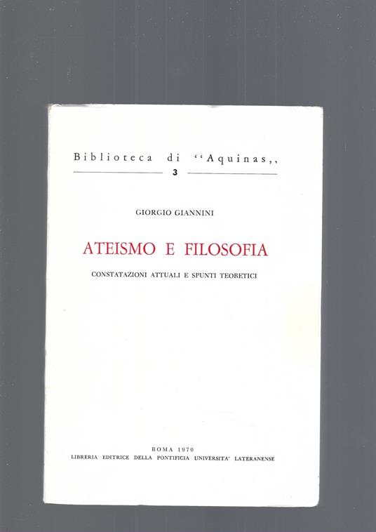 Ateismo E Filosofia - Giorgio Giannini - copertina