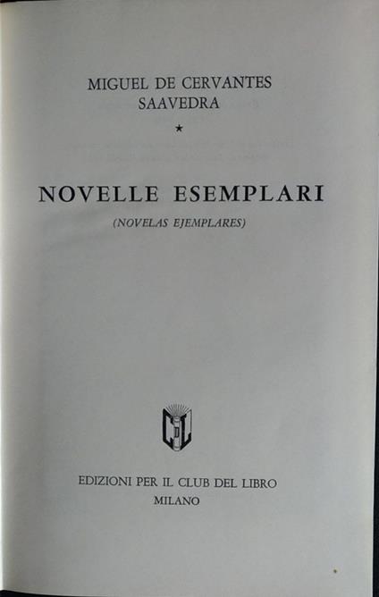 Novelle esemplari - Miguel de Cervantes - copertina